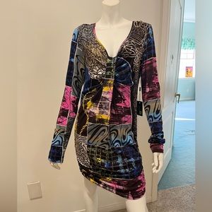 São Paulo long sleeve print dress